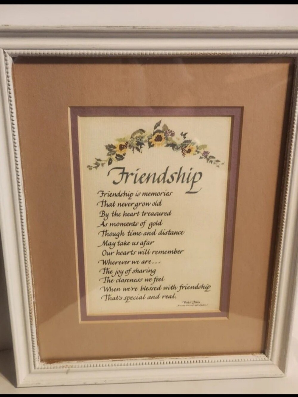 "Friendship" Poem 1998 Wood Framed Vintage Home Decor Laura Leiden Calligraphy